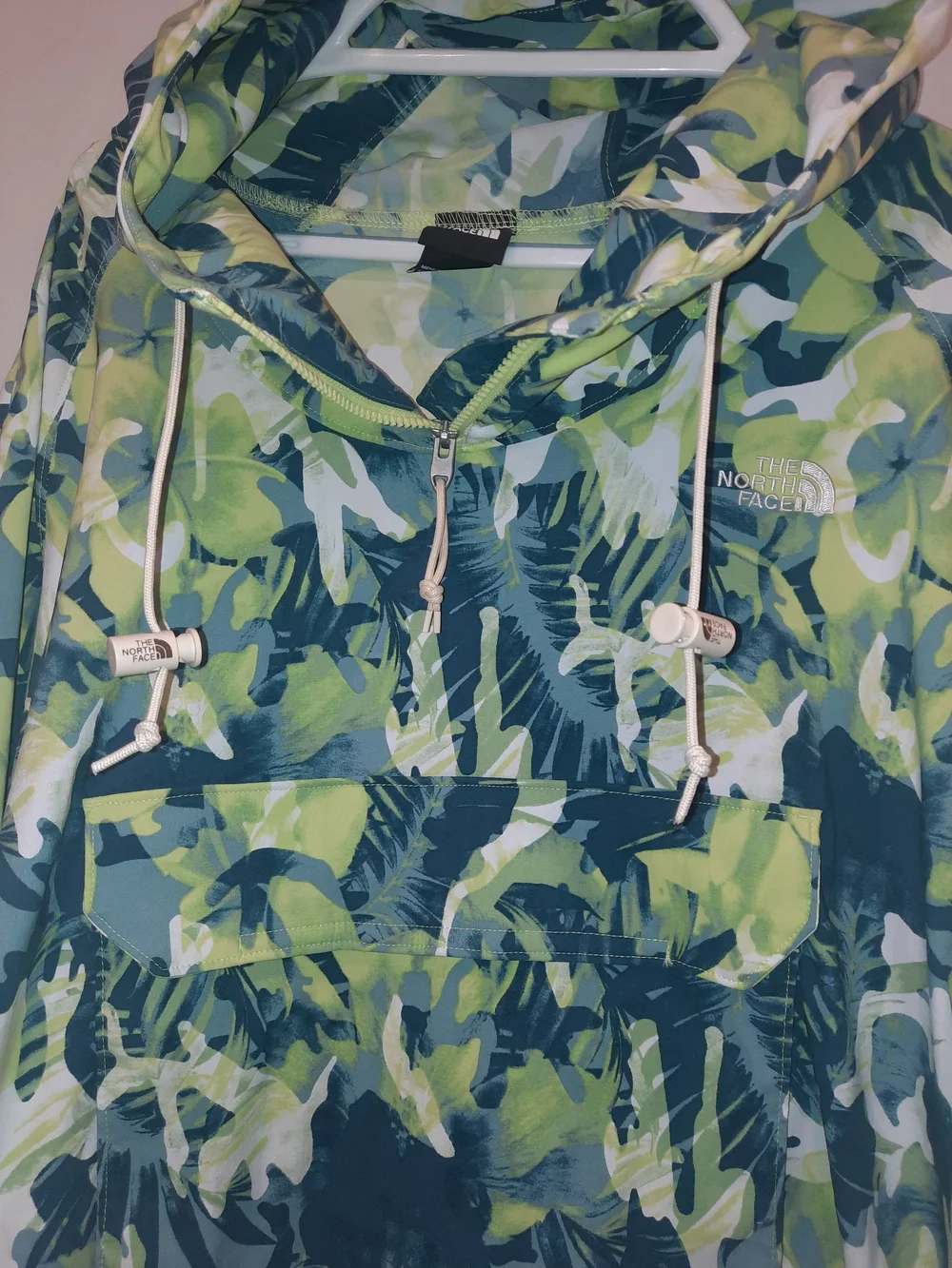 The North Face Men's Lime & Navy Green Camo Pullover Windbreaker XXL Like New